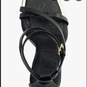 DKNY Black and Gold Strappy Heels